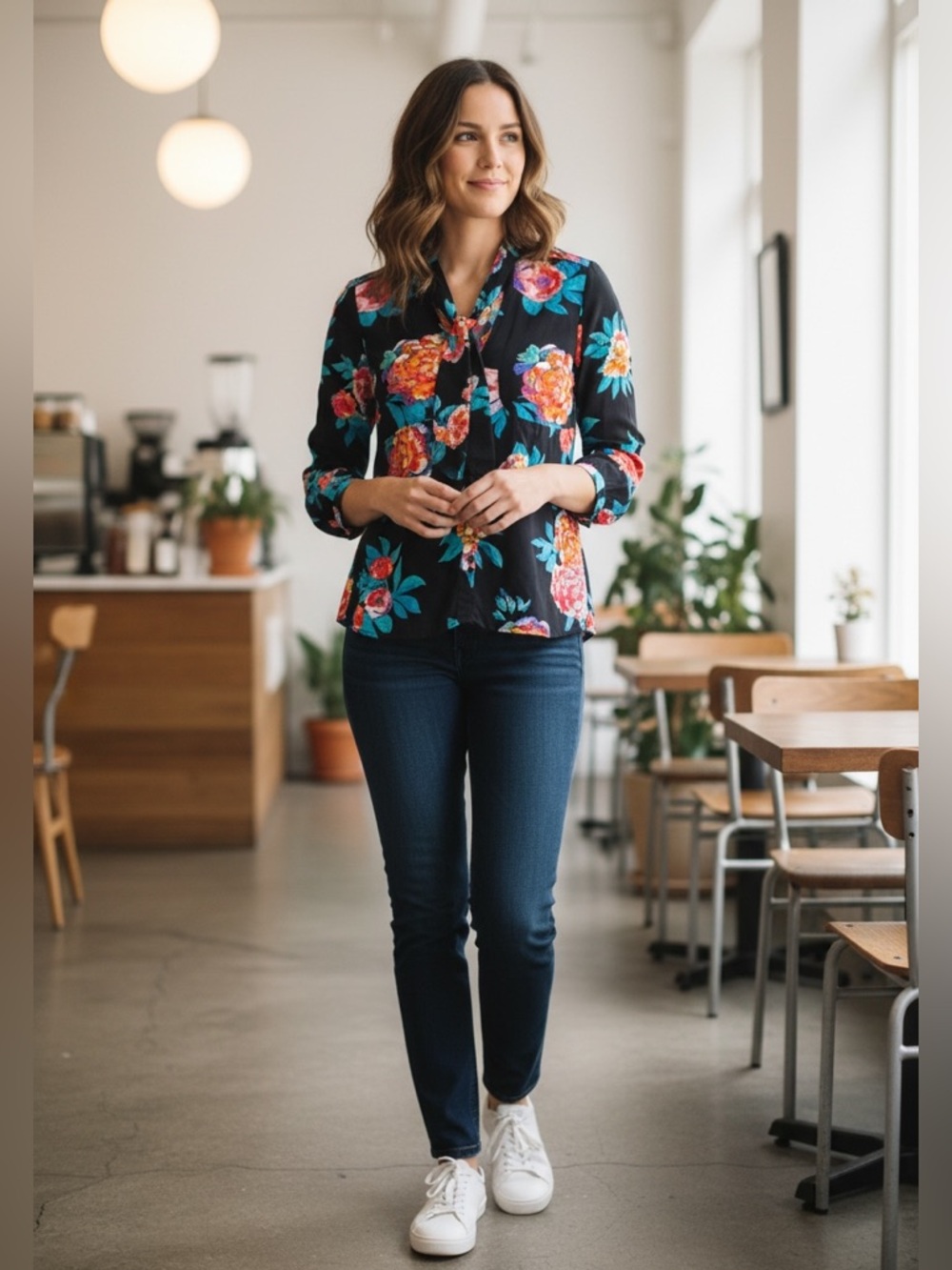 Maeve by Anthropologie Black Floral Woodland Walk Button Front Blouse Shirt 0
C